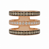 Estate 14k Rose Gold Chocolate Diamond Multi Row Ring