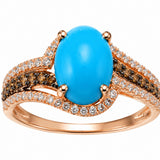 Estate 14k Rose Gold Turquoise and Choclate Diamond Ring