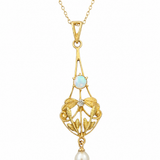 Estate 10k & 14k Yellow Gold Lavalier Necklace