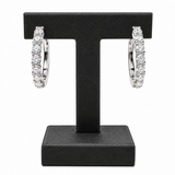 Estate 14k White Gold Diamond Hoop Earring