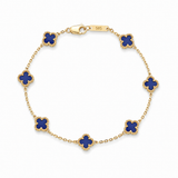 14k Yellow Gold Lapis Flower Bracelet