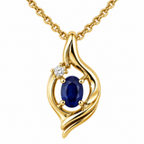 Estate 14k Yellow Gold Sapphire and Diamond Free Form Necklace