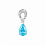 14k White Gold Blue Topaz and Diamond Accent Pendant