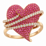 Estate 18k Rose Gold Ruby and Diamond Heart Ring