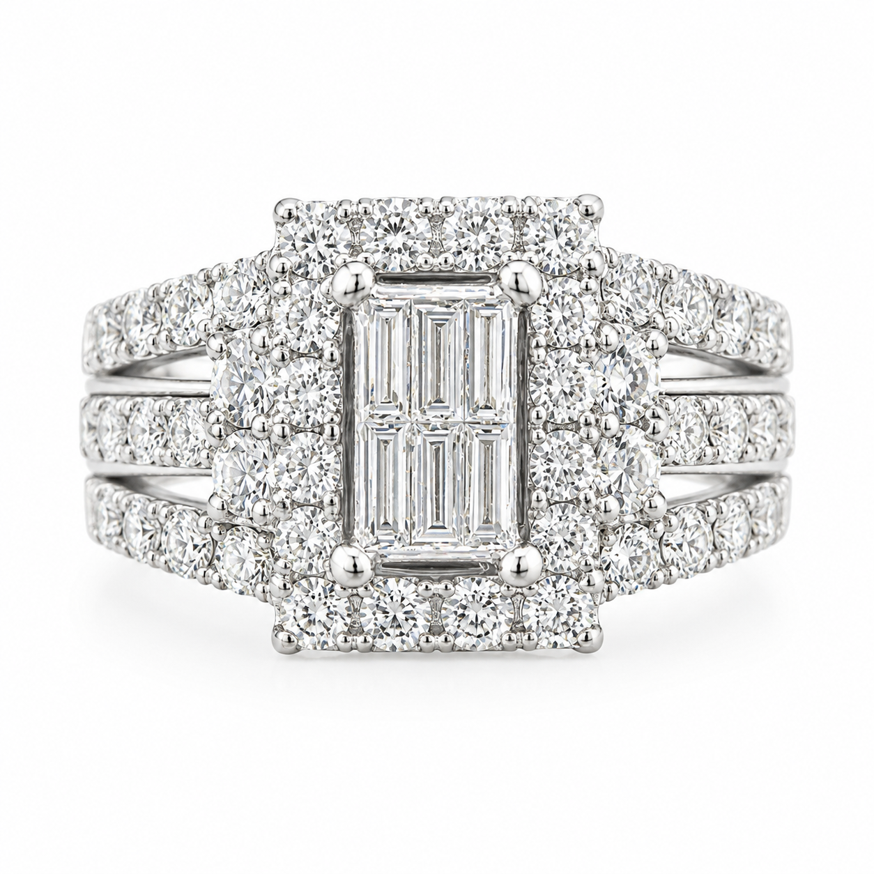 Estate 14k White Gold Diamond Statement Ring