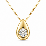 Estate 14k Yellow Gold Bezel Set Diamond Necklace