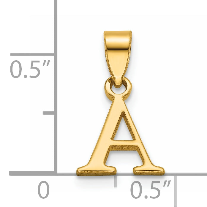 14KY Polished Block Letter A Initial Pendant
