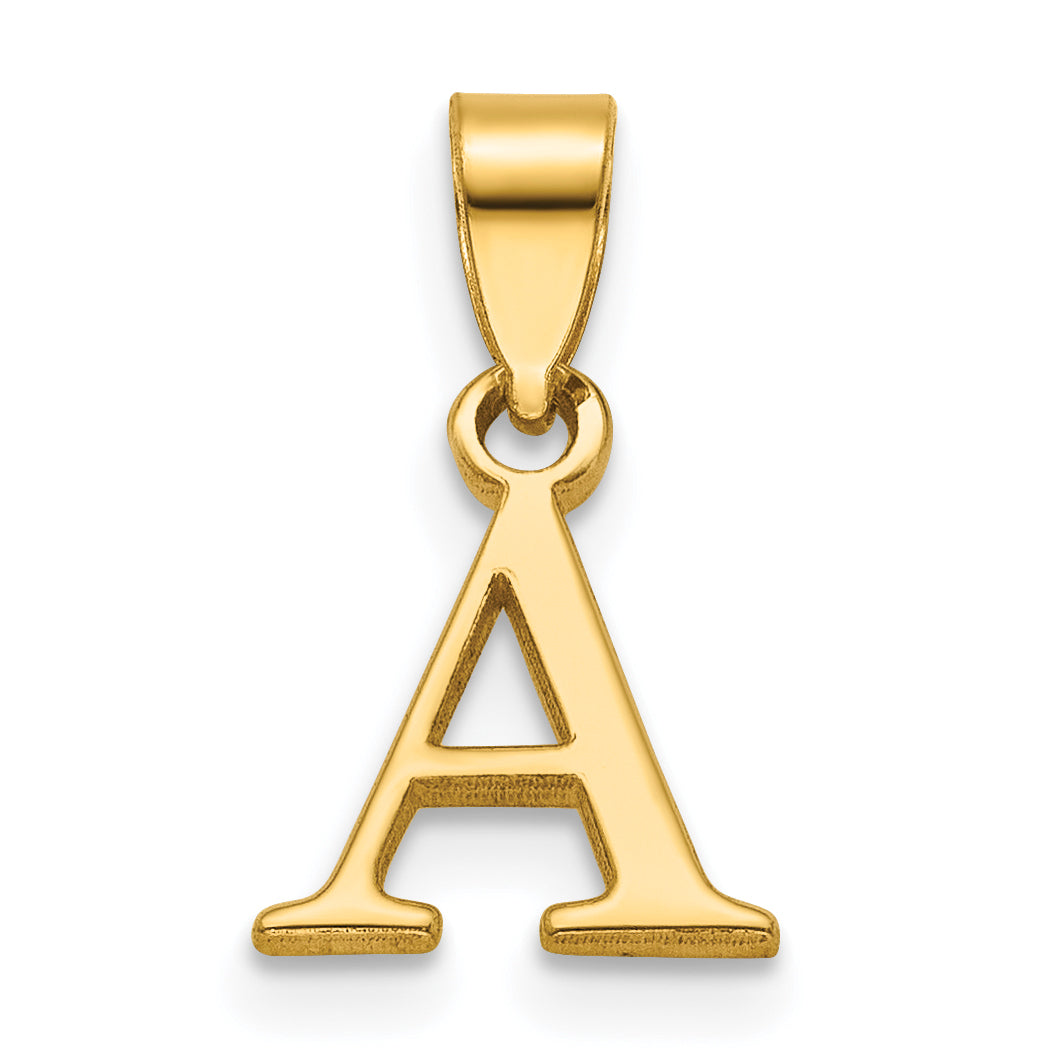 14KY Polished Block Letter A Initial Pendant