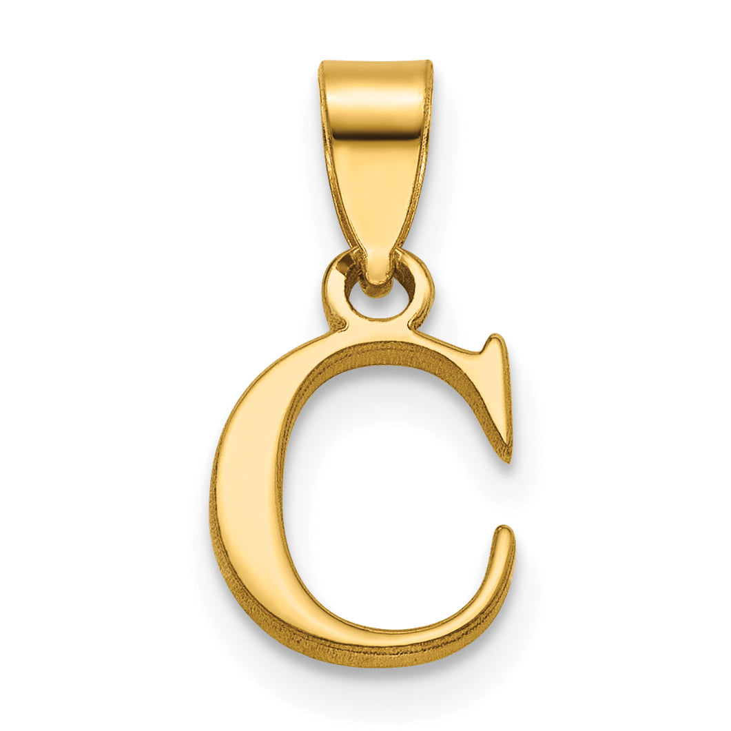 14KY Polished Block Letter C Initial Pendant