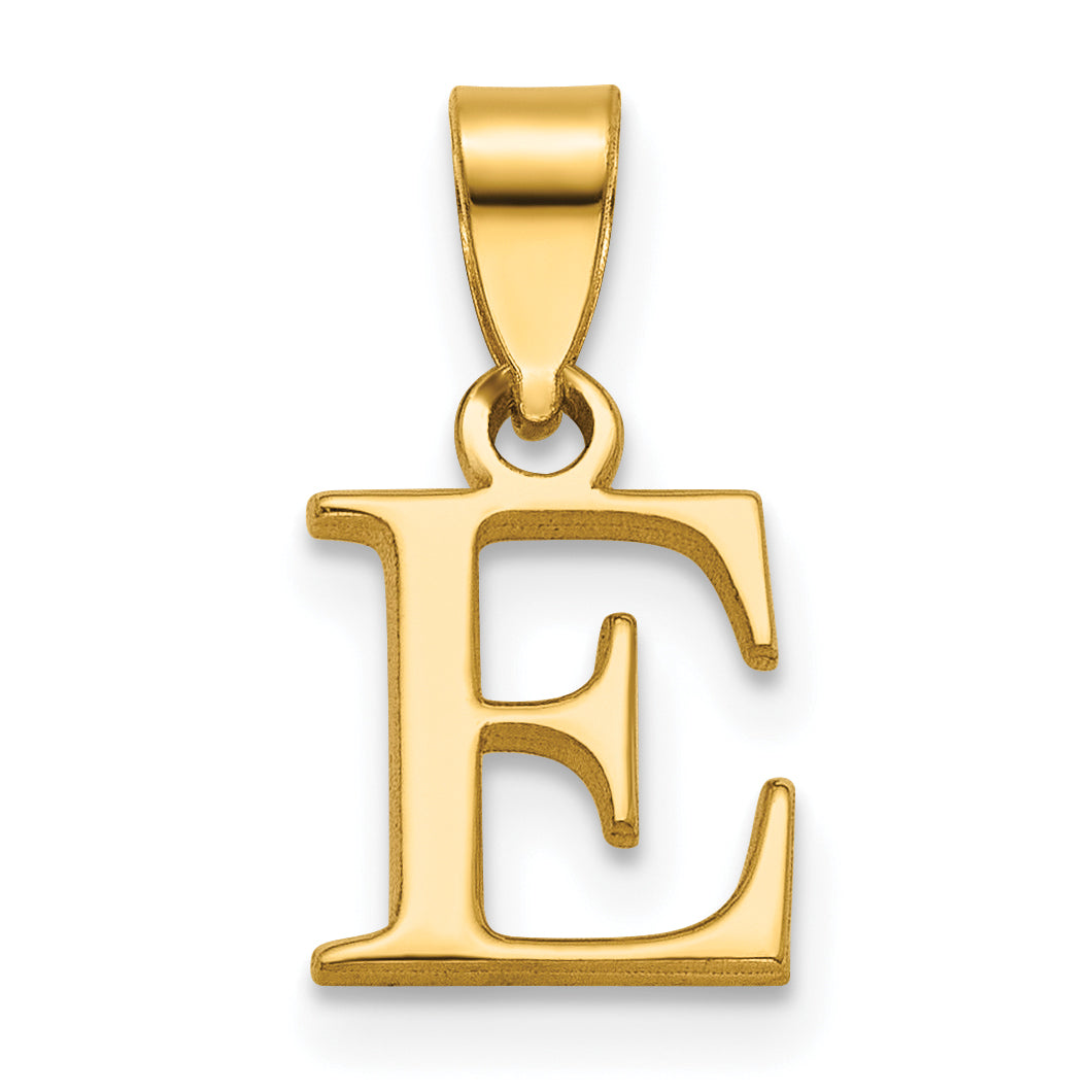 14K Polished Block Letter E Initial Pendant