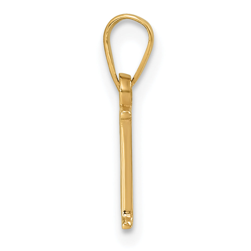 14K Polished Block Letter E Initial Pendant