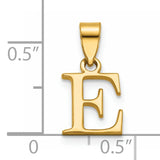14K Polished Block Letter E Initial Pendant