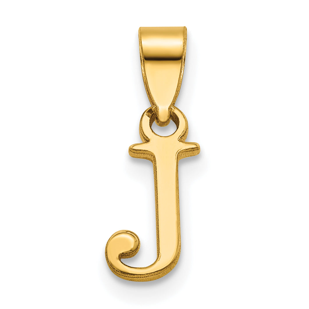 14K Polished Block Letter J Initial Pendant