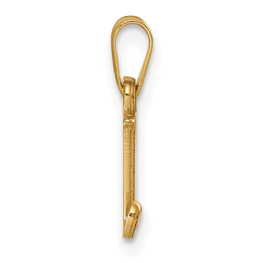 14K Polished Block Letter J Initial Pendant