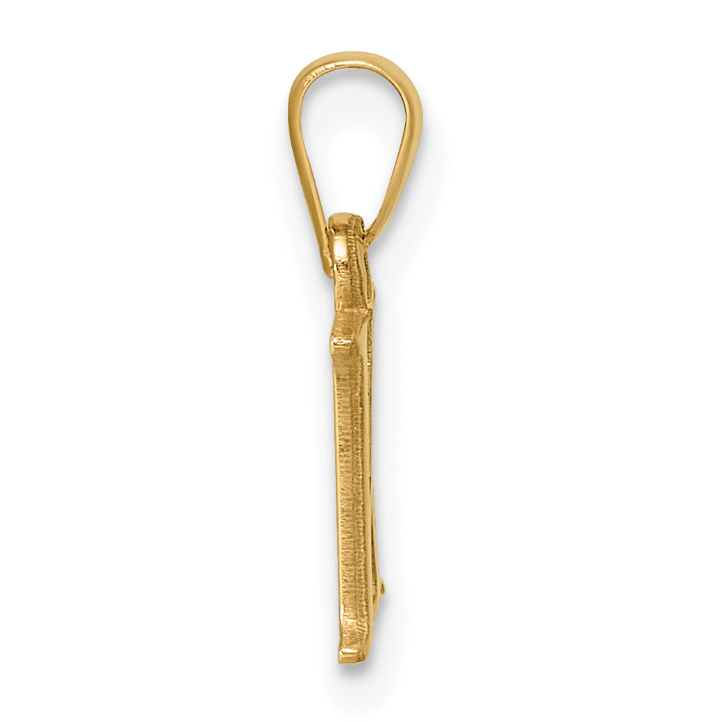 14K Polished Block Letter K Initial Pendant