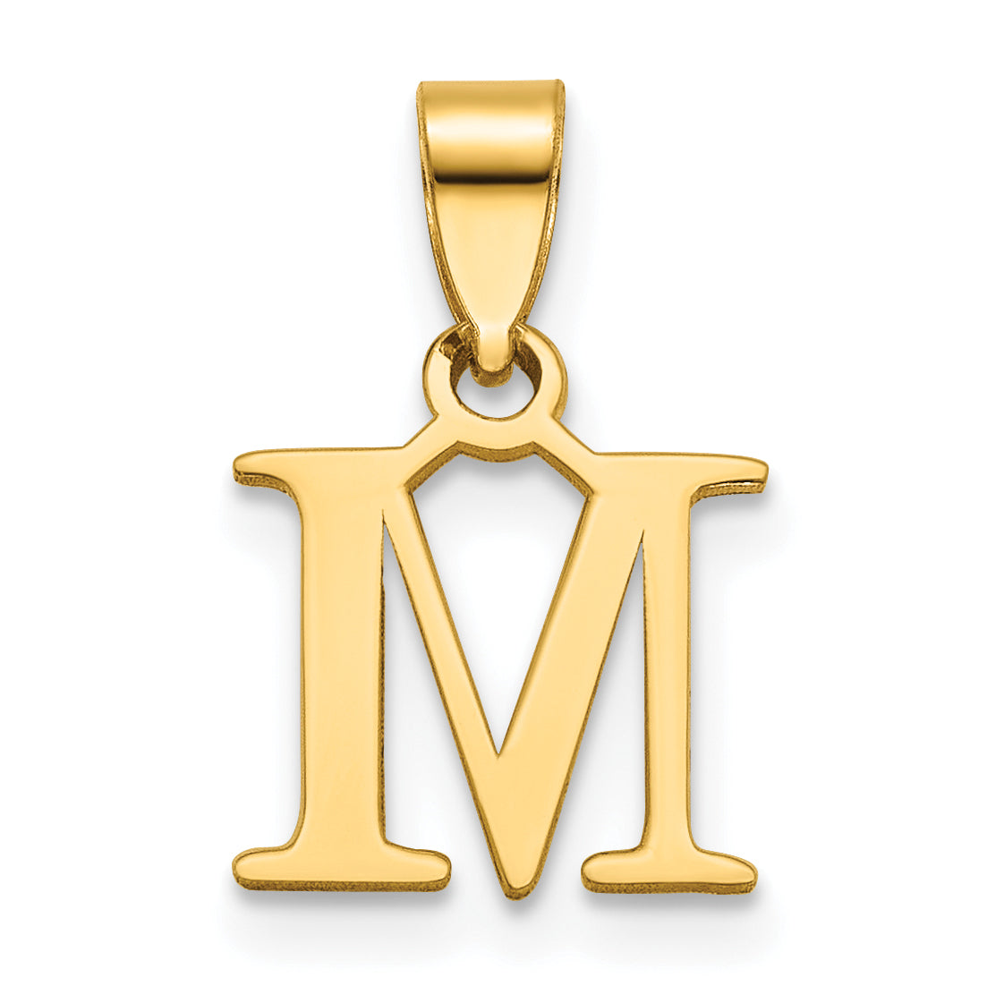 14K Polished Block Letter M Initial Pendant