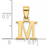 14K Polished Block Letter M Initial Pendant