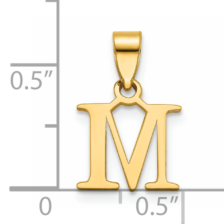 14K Polished Block Letter M Initial Pendant