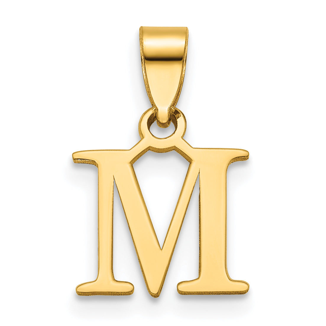 14K Polished Block Letter M Initial Pendant