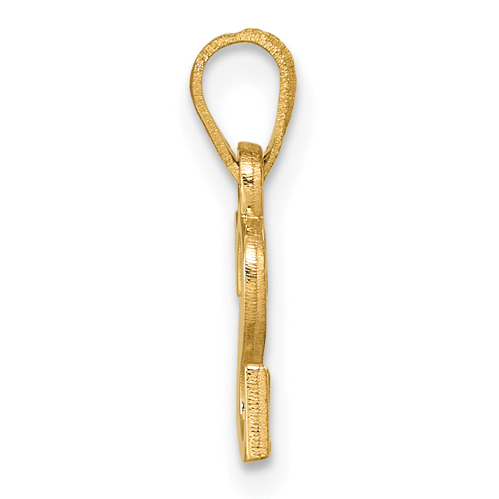 14K Polished Block Letter S Initial Pendant