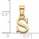 14K Polished Block Letter S Initial Pendant