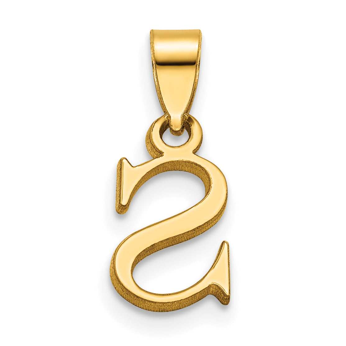 14K Polished Block Letter S Initial Pendant