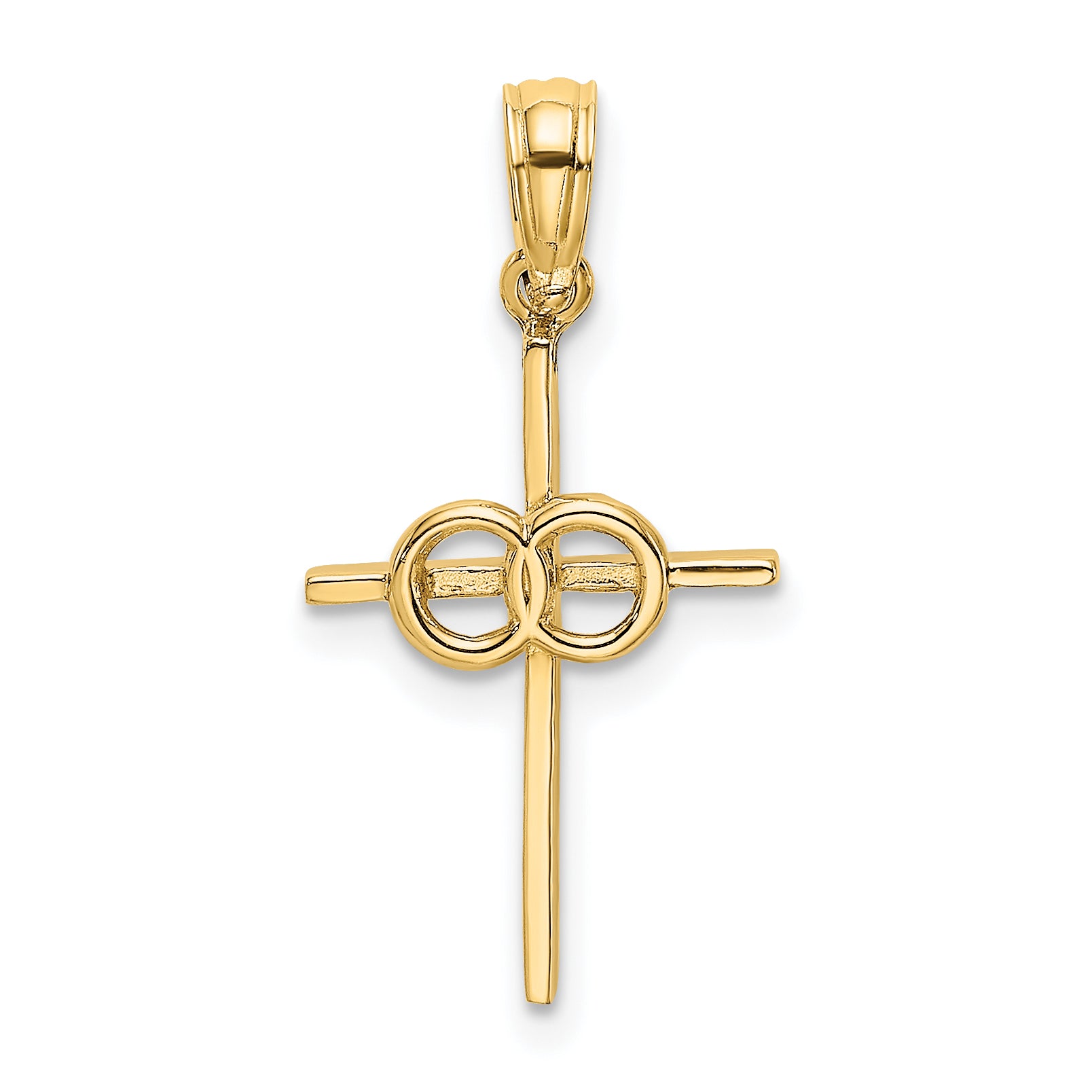 14K Polished Infinity Circles Cross Charm