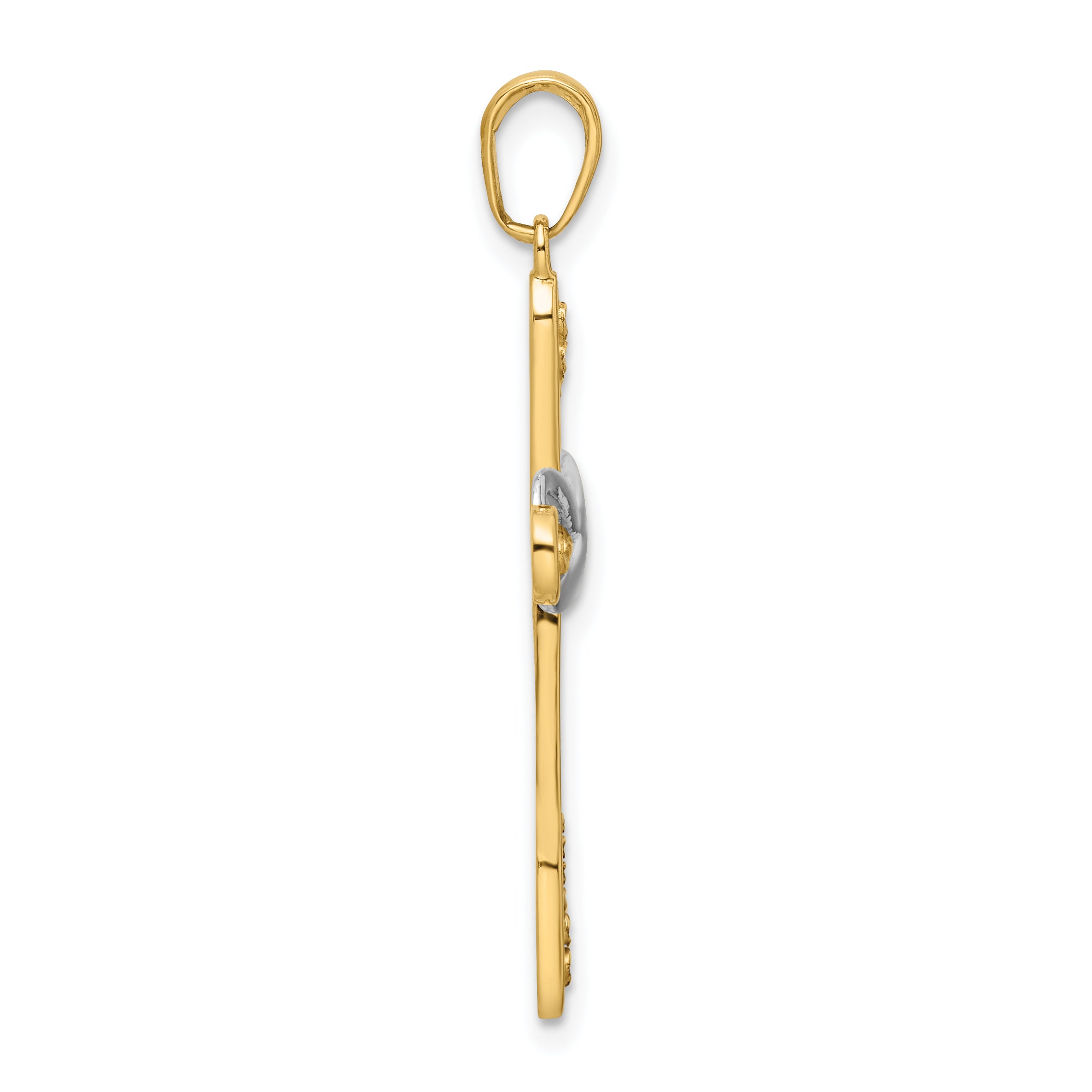 14K w/Rhodium D/C Cross & Infinity Pendant