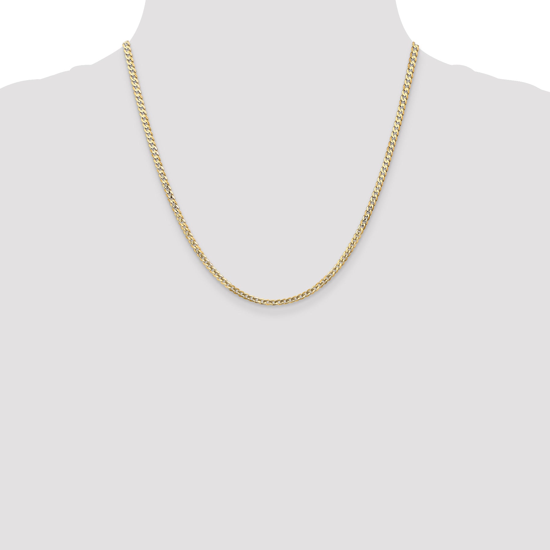 14k 3mm Open Concave Curb Chain
