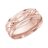 8mm Rose-Tone Geometric Facet Wedding Band