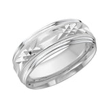 8mm 14K White Gold Geometric Facet Wedding Band