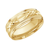 8mm 10K Yellow Gold Geometric Facet Wedding Band