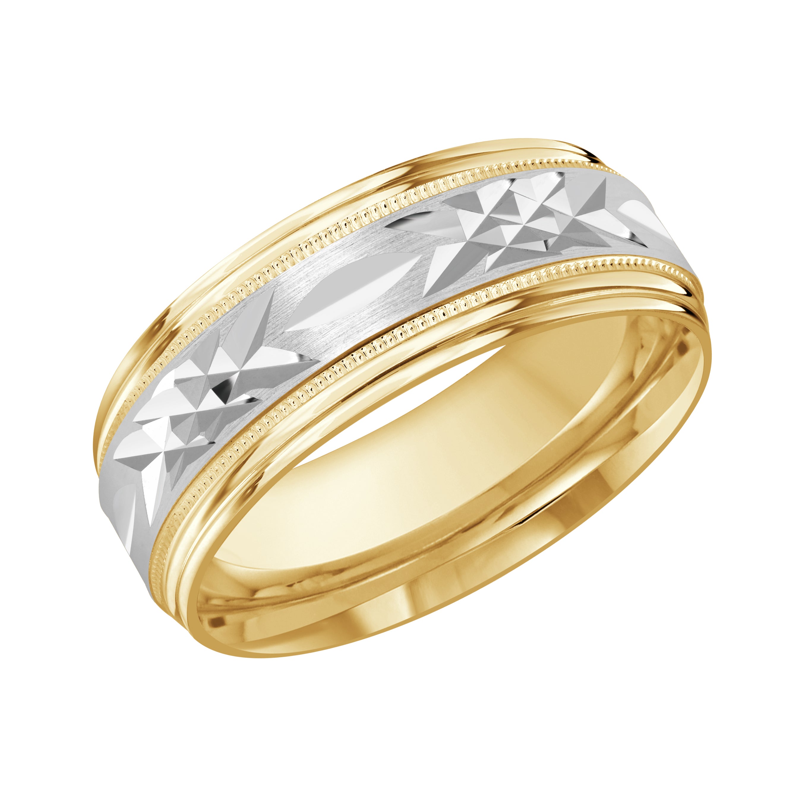 8mm Geometric Facet Wedding Band