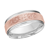 8mm White and Rose Two-Tone Scratch-Finish Wedding Band