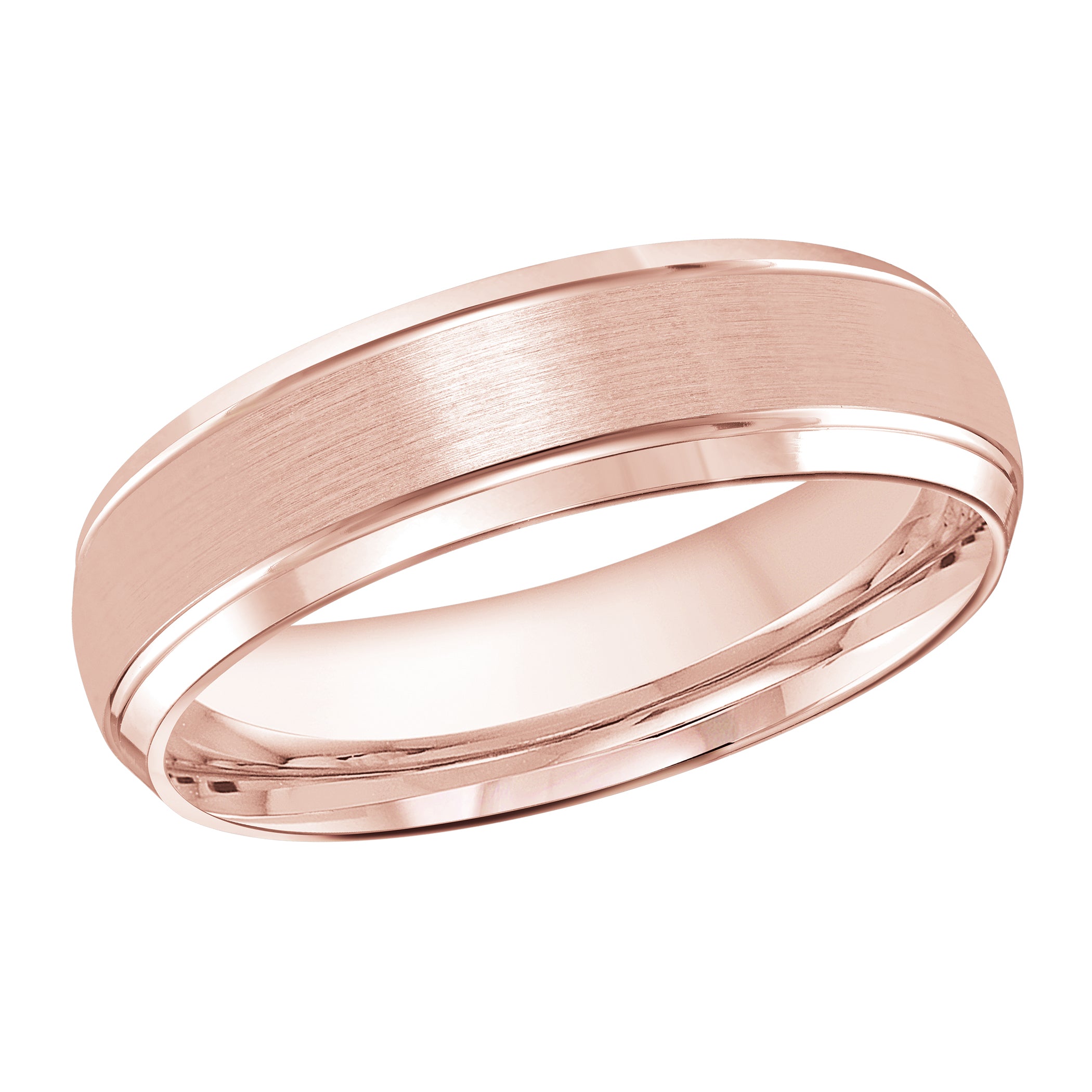 6mm Rose-Tone Satin Beveled-Edge Wedding Band