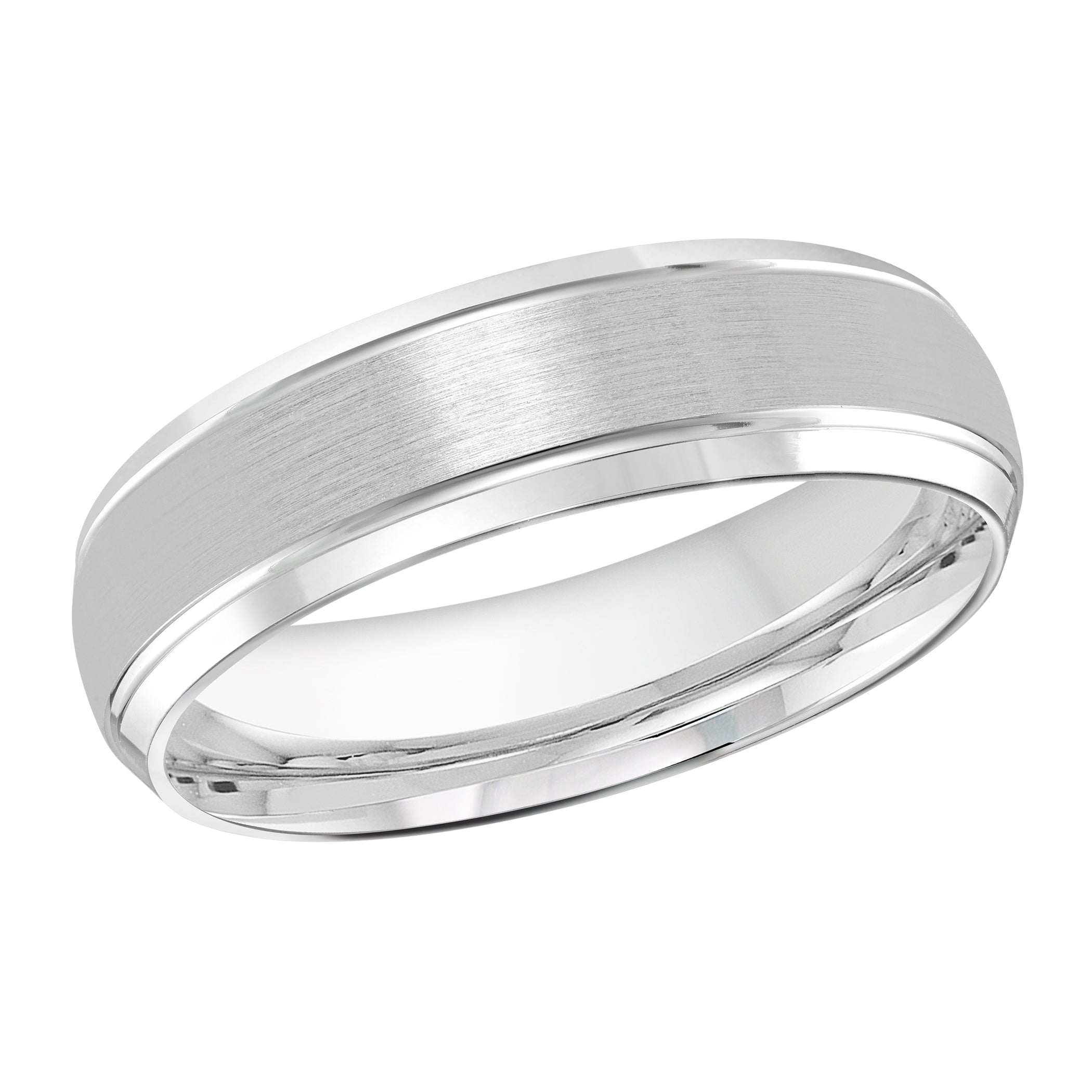 6mm Platinum Satin Beveled-Edge Wedding Band