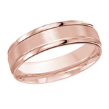 6mm 10K Rose Gold Satin Raised-Edge Wedding Band