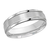6mm White-Tone Satin Raised-Edge Wedding Band