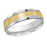6mm 10K White and Yellow Gold Satin Raised-Edge Wedding Band