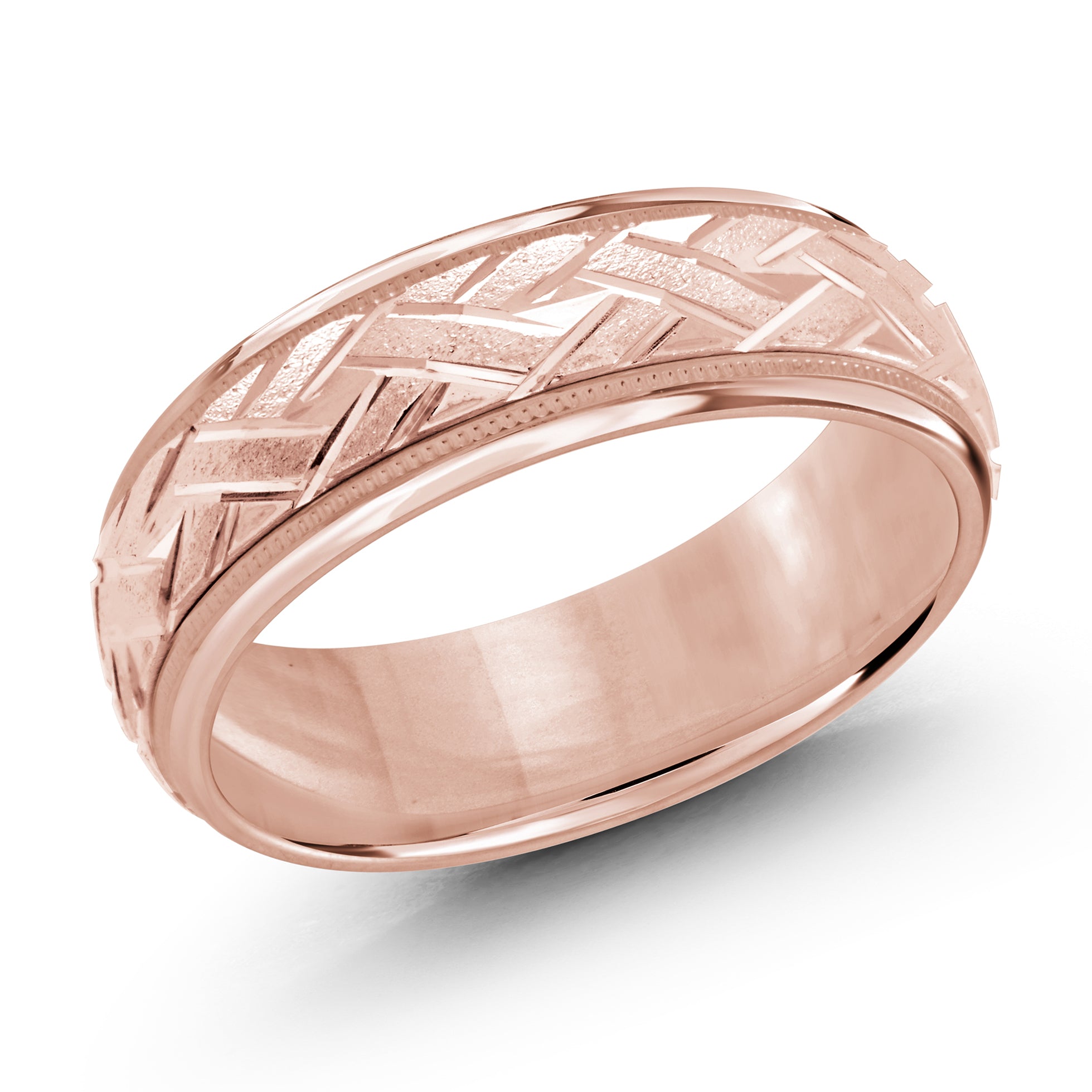 7mm 18K Rose Gold Interlaced Geometric Wedding Band