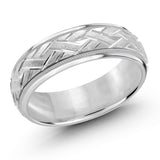 7mm 10K White Gold Interlaced Geometric Wedding Band