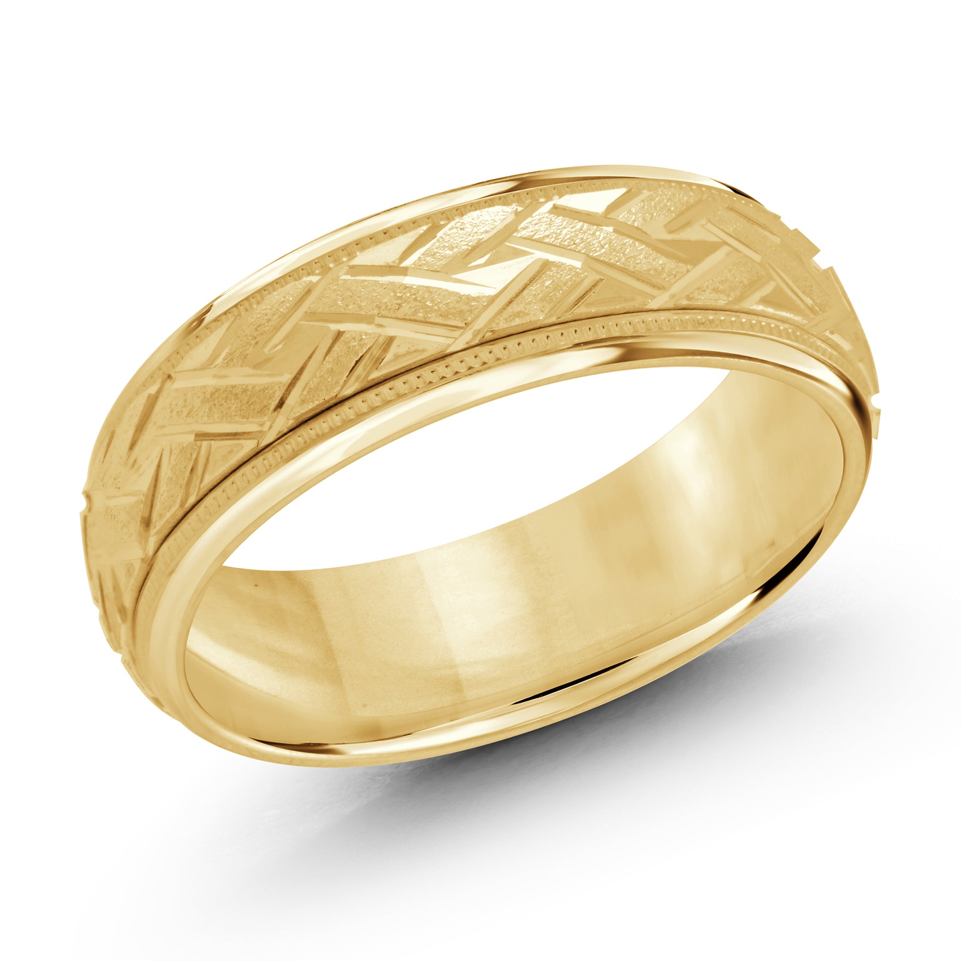 7mm 10K Yellow Gold Interlaced Geometric Wedding Band