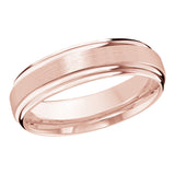 6mm 18K Rose Gold Satin Stepped-Edge Wedding Band