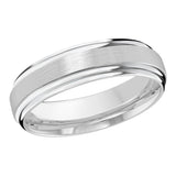 6mm 18K White Gold Satin Stepped-Edge Wedding Band