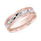 6mm Rose and White Two-Tone Faceted Pattern Wedding Band