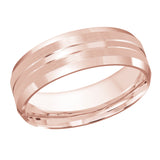 7mm 14K Rose Gold Segmented Satin Wedding Band