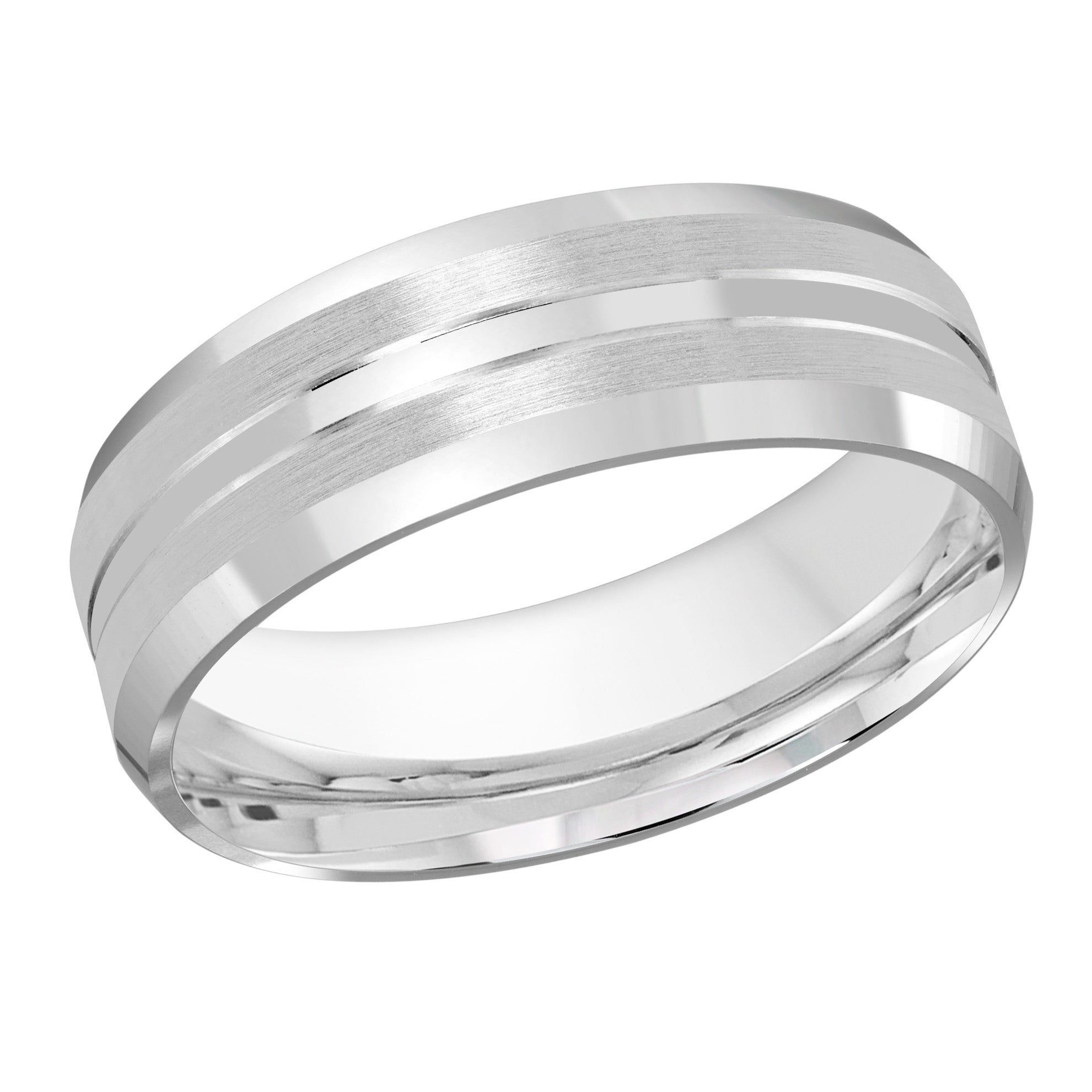 7mm Platinum Segmented Satin Wedding Band