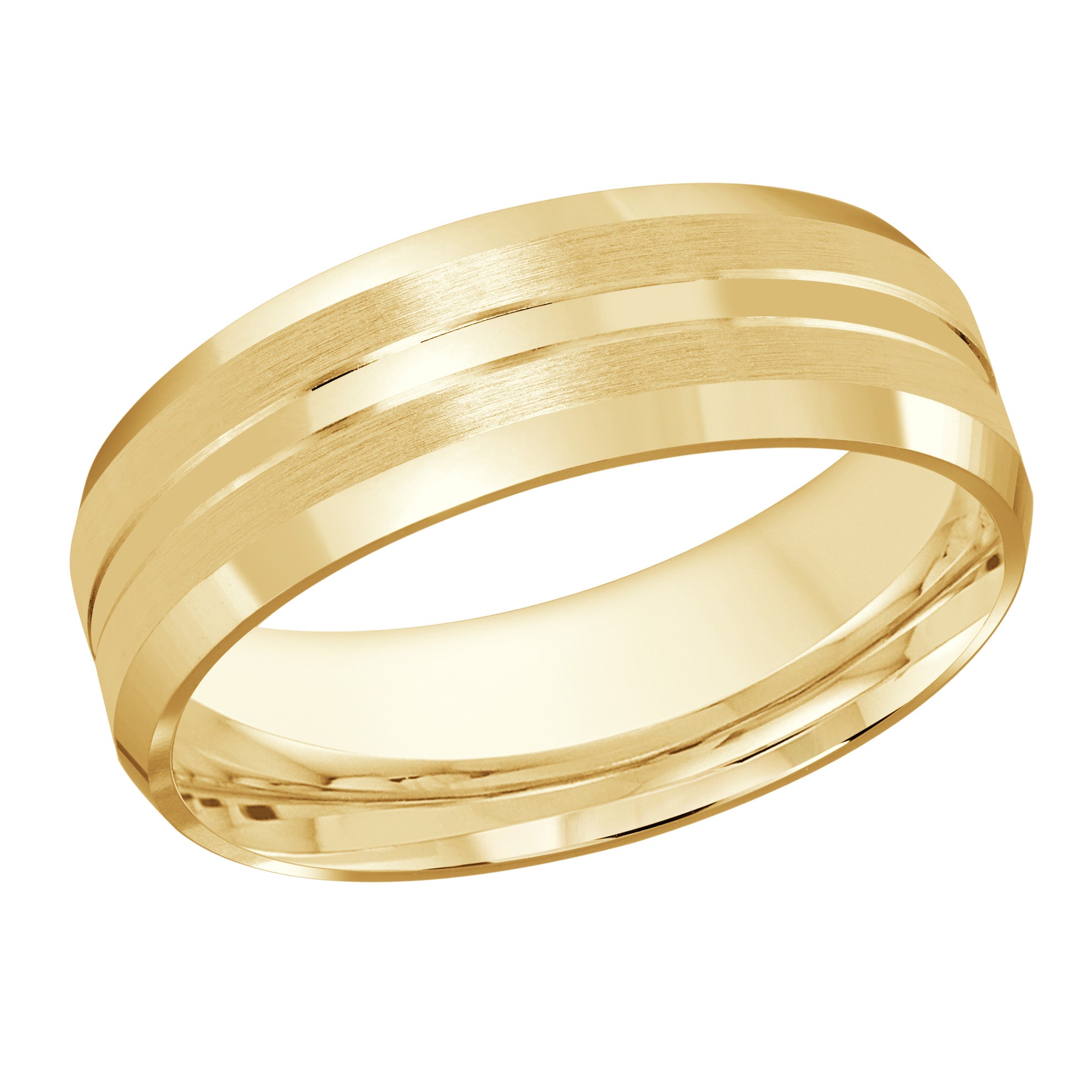 7mm 14K Yellow Gold Segmented Satin Wedding Band