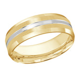 7mm 10K Yellow and White Gold Segmented Satin Wedding Band