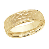 7mm Yellow-Tone Hammered Wedding Band